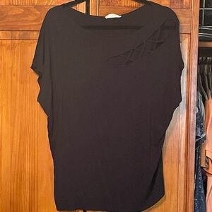 Soft Black Top with Cutout Design